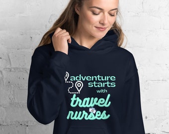 Travel Nurse Hoodie, Adventure Design, Gesundheitsbekleidung