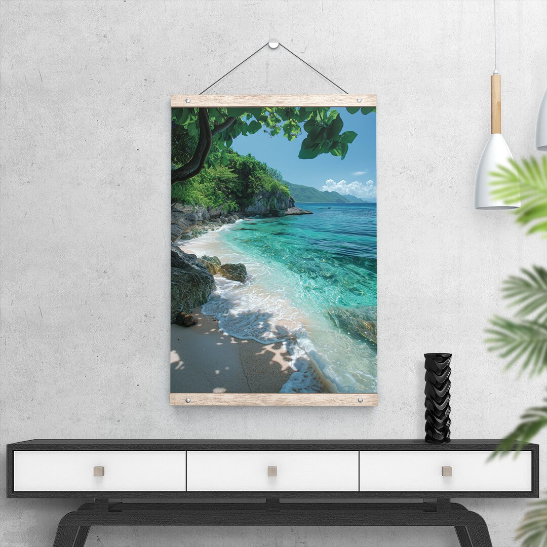 Idyllic Tropical Escape: Crystal Waters & Lush Greens Digital Art Print ...