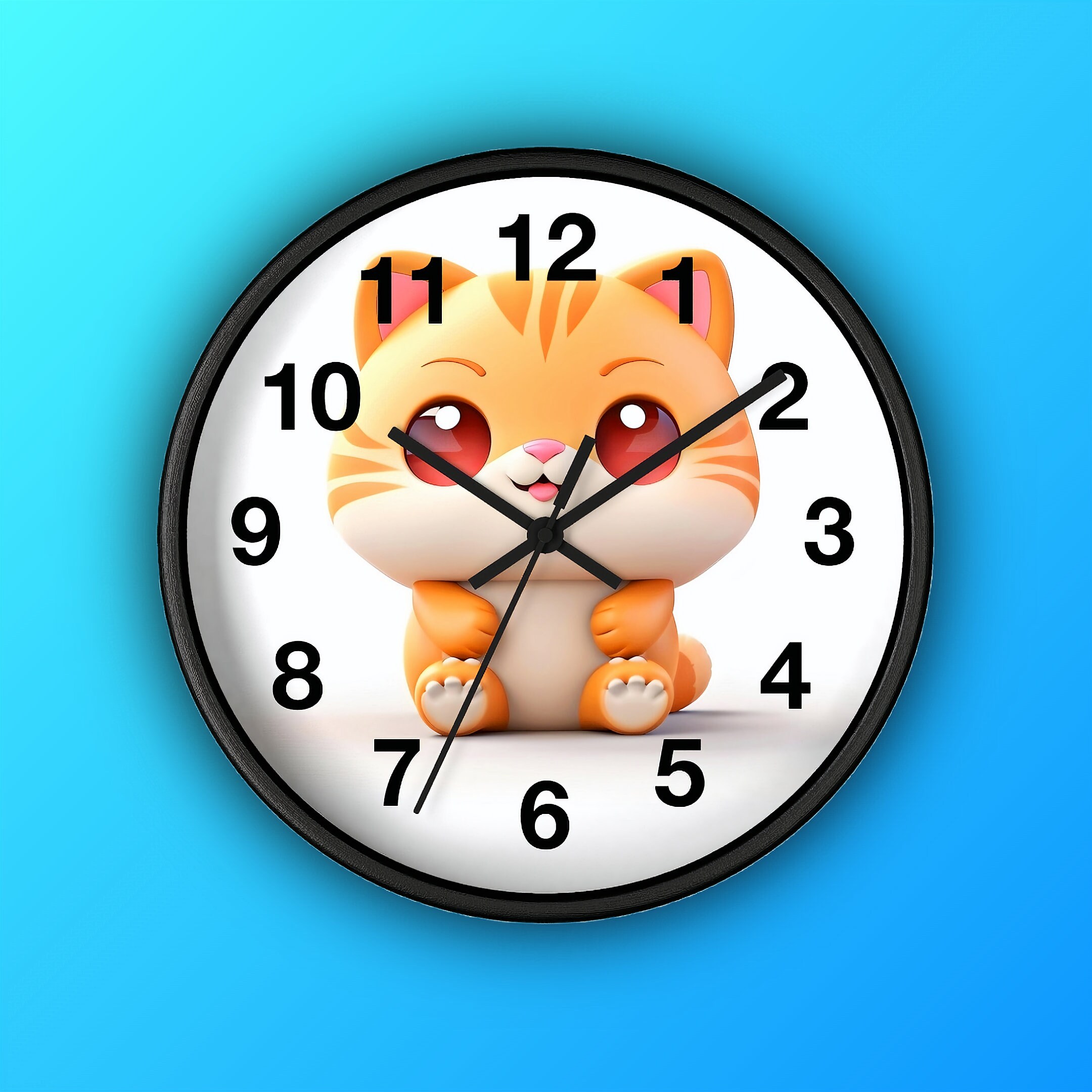 Orange Tabby Delight Chubby Cat Wall Clock in Love Etsy Canada