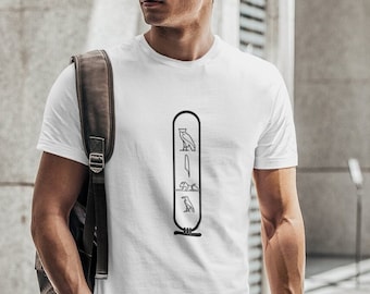 Schreiben Sie Ihren Namen in Hieroglyphen, benutzerdefiniertes altes ägyptisches Wissen T-Shirt Damen Männer personalisiertes Geschenk spirituelles Geschenk