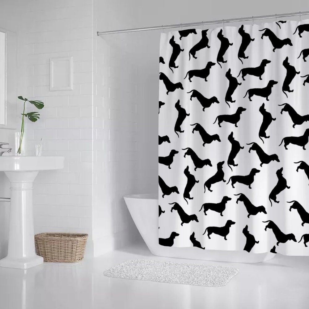 Cute Dachshund Weiner Sausage Dog Pattern Shower Curtain Etsy