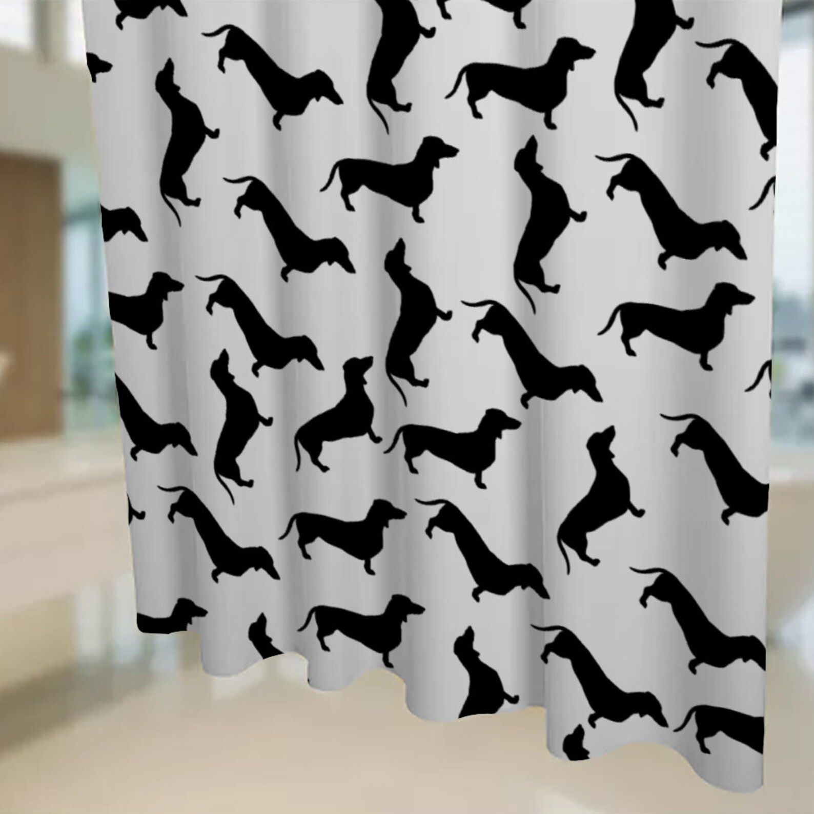 Cute Dachshund Weiner Sausage Dog Pattern Shower Curtain Etsy