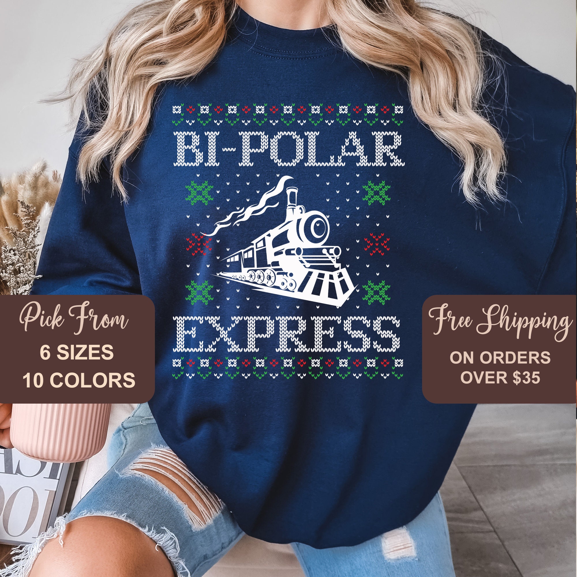 Bipolar Express Sweatshirt Bipolar Top Ugly Christmas Xmas - Etsy