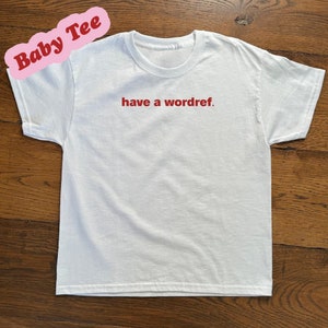 grey red and white graphic tee