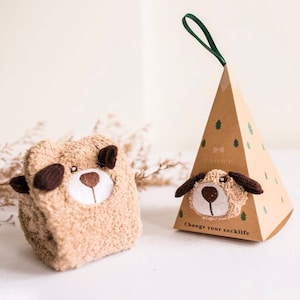 Christmas Animal Plushy Socks in a Box, Holiday Stocking Stuffer