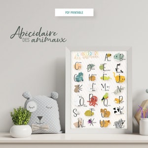 ABECEDARY of Animals - White - Printable PDF - Children / kindergarten / primary / decoration