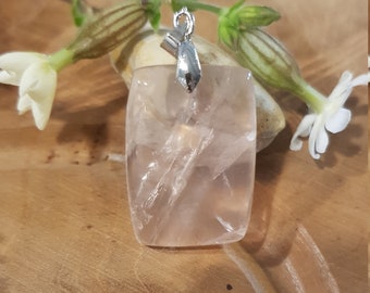 Pendant in Natural Stone of Rose Quartz and silver ram 925
