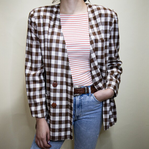 Oversized Gingham Blazer