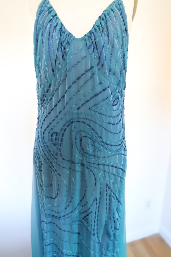 Y2k Vintage Sheer Silk Stitch Halter Dress - image 8