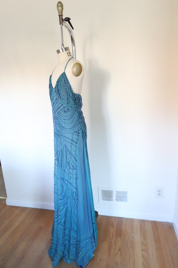 Y2k Vintage Sheer Silk Stitch Halter Dress - image 4