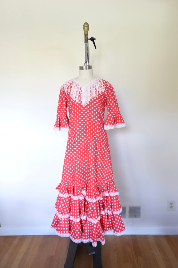 Vintage 1960s Fringe lLayered Polka Dot Carnival D