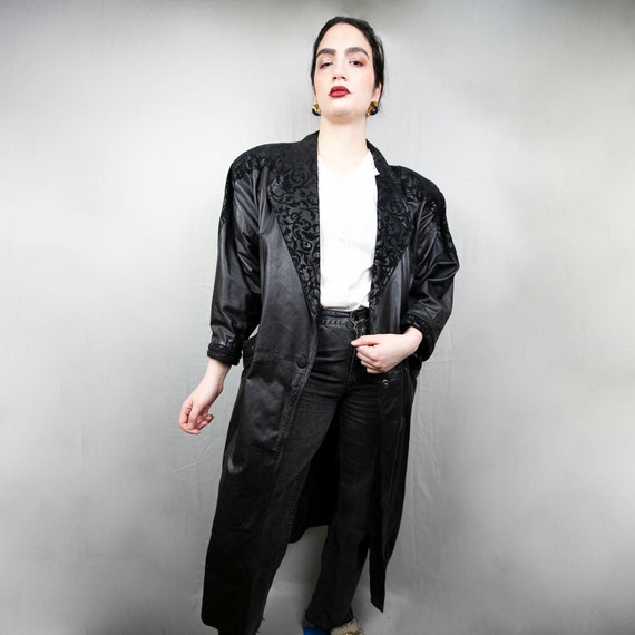 Vintage 80s Leather Duster Overcoat