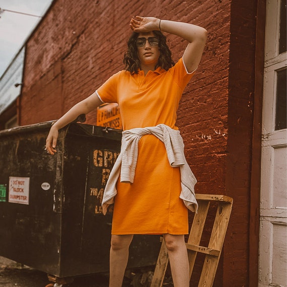 Orange Collared Shirt Dress