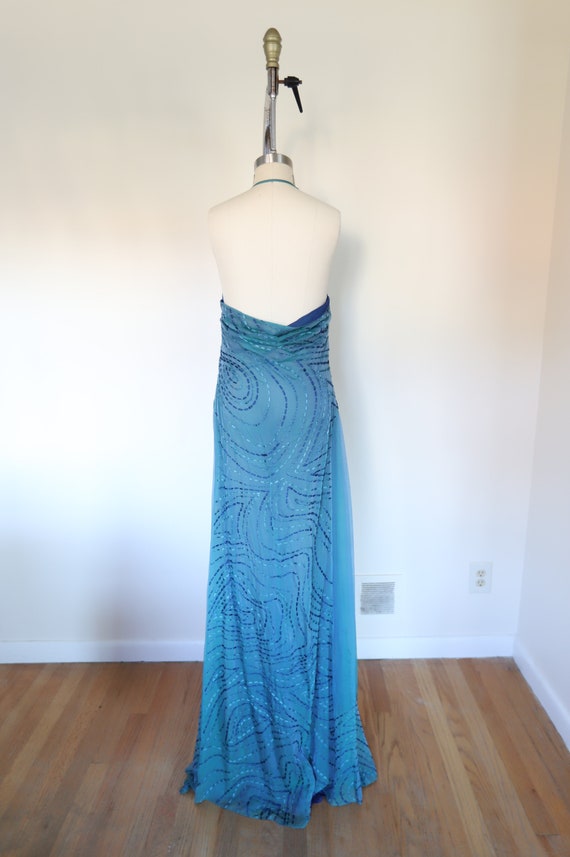 Y2k Vintage Sheer Silk Stitch Halter Dress - image 10
