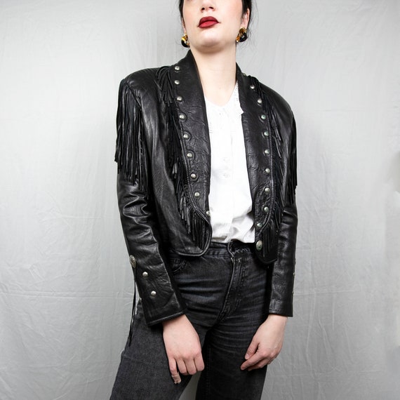 Vintage Leather Fringe Cowgirl Jacket