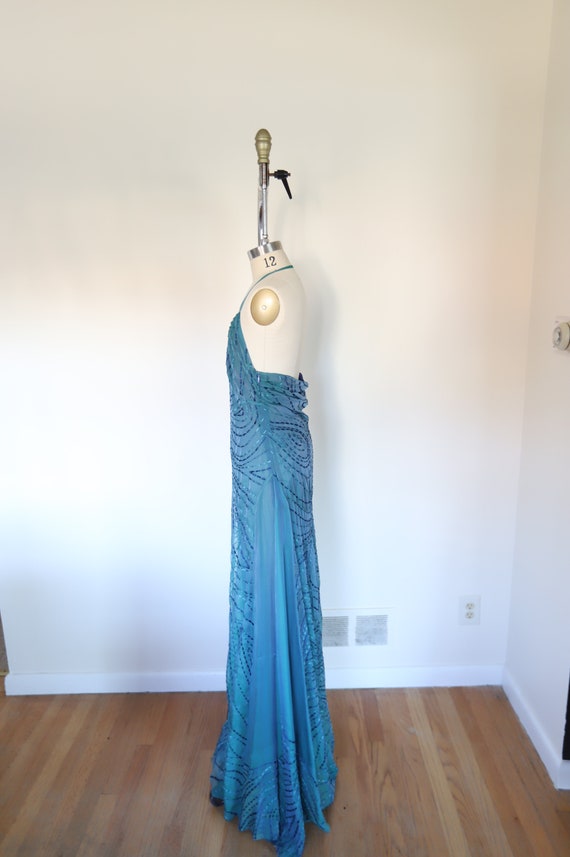 Y2k Vintage Sheer Silk Stitch Halter Dress - image 5