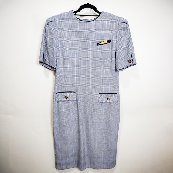 Plus Size Plaid Hounstooth Flight Dress