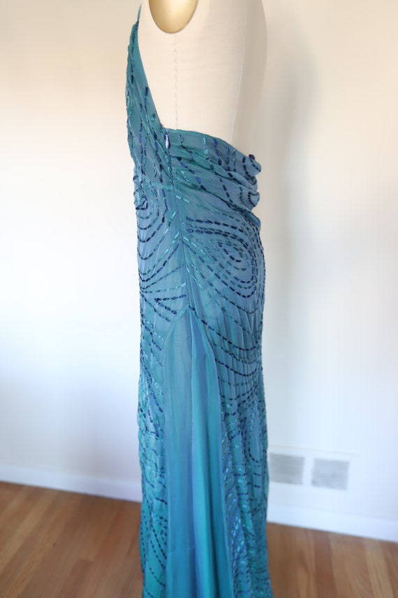 Y2k Vintage Sheer Silk Stitch Halter Dress - image 6