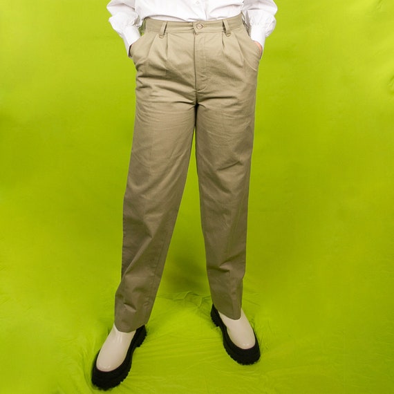 Vintage High Waisted Khaki Trousers