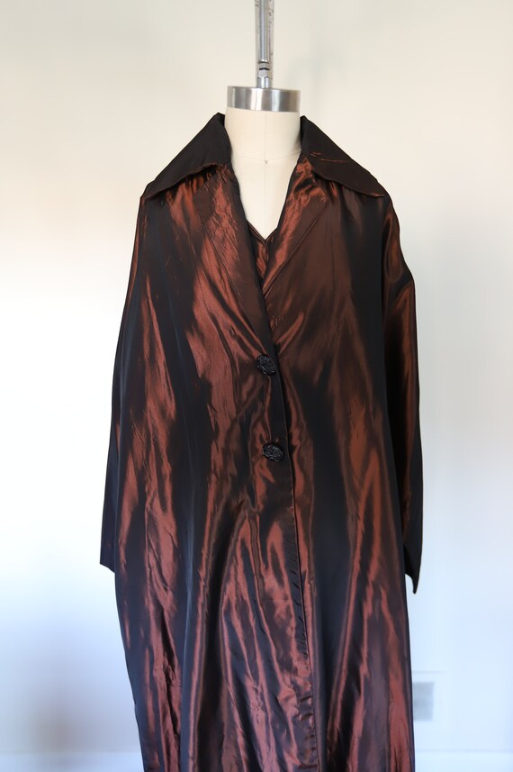 80s Vintage Bronze Taffeta Jumpsuit With Swing Ja… - image 10