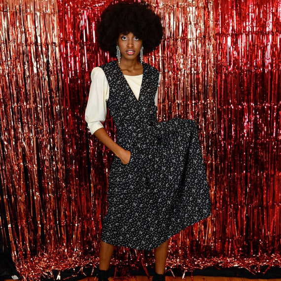 Vintage Long Puff Sleeve Maxi Dress