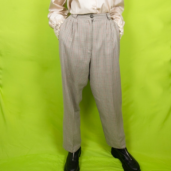 Vintage Plaid High Waisted Trousers