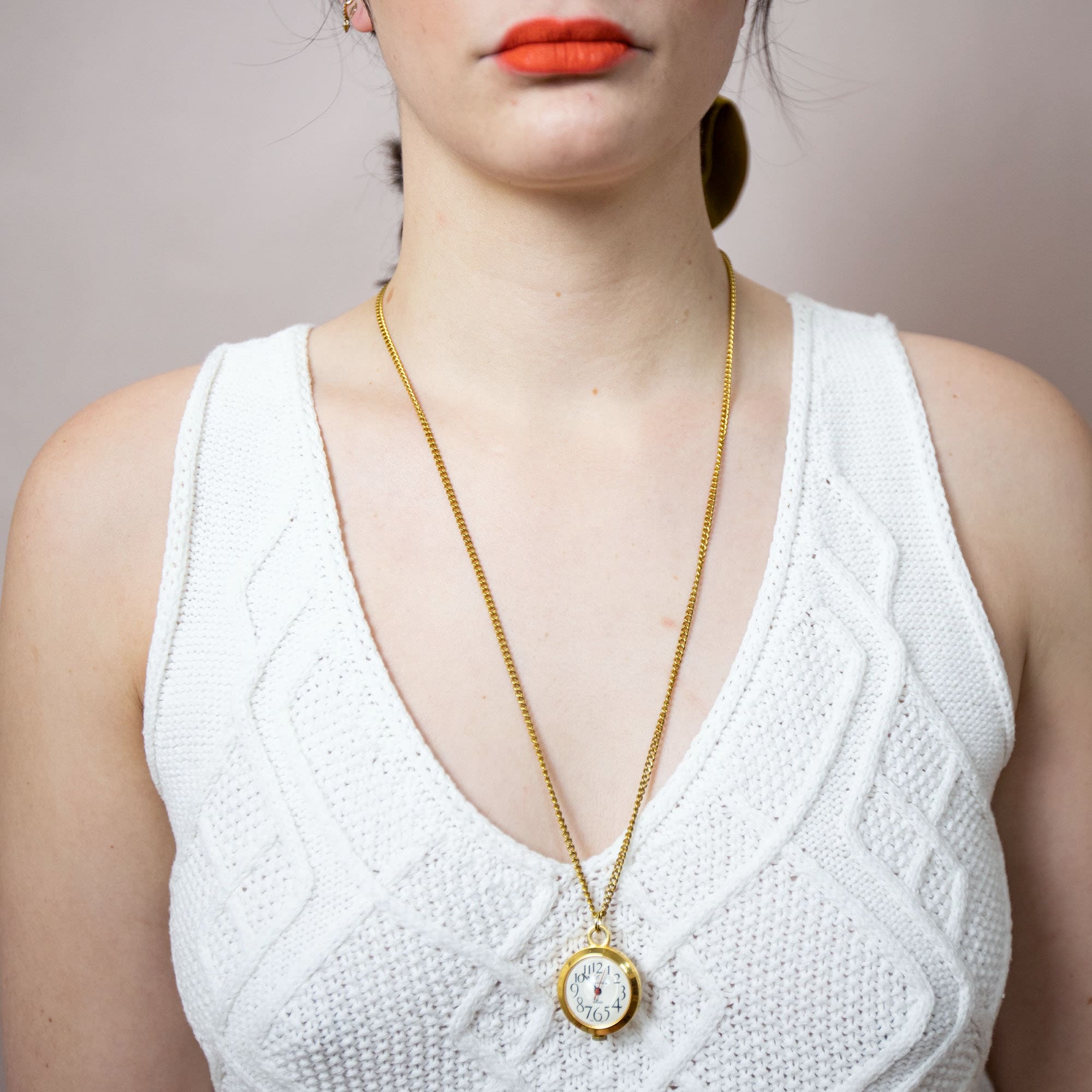 Gold Clock Necklace Etsy