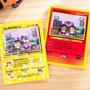 Personalised Poke Art Card, Cute Pixel Character Classic Poke Card, Card Game Collection Anniversary Valentine&#39;s Day Gift For Couple.