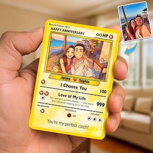 Personalised Poke Couples Card, Poke Art Card, Couples Photo Card, Gift for Him, Anniversary Gift, Couple Photo Wallet Insert, Couples Gift.