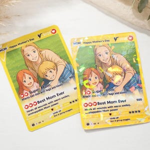 Personalised Poke Art Card, Ghibli Art Style Photo Poke Game Card Description Protective Cover Birthday Anniversary Gift For Family Friends