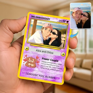 Personalised Poke Couples Card, Poke Art Card, Couples Photo Card, Gift For Him, Anniversary Gift, Couple Photo Wallet Insert, Wedding Gift.