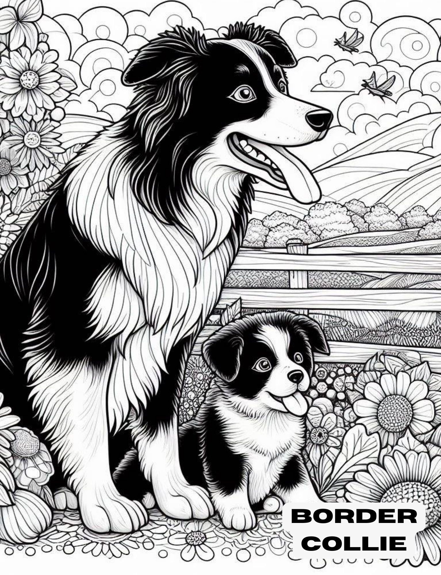Digital Dog Coloring Pack Adult Coloring Pages Featuring Various Dog