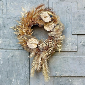 Ghirlanda da parete con glitter dorati, decorazione per la casa festiva, ghirlanda di lusso per la porta d&#39;ingresso, regalo per il nuovo proprietario di casa, decorazione per la porta dell&#39;appartamento, stile glamour per feste