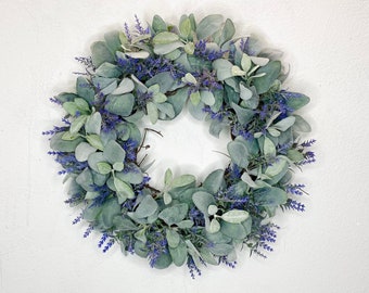 LAMBS EAR WREATH, Lavender Wreath, Lambs Ear Wreath, Aesthetic Faux Botanicals Fall Front Door Wreath Perfect for Home Decoration