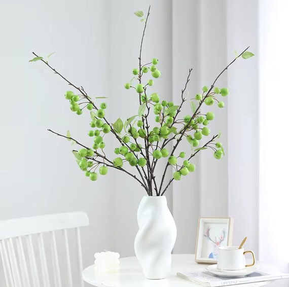 Ramo Di Mela Artificiale Con 9 Foglie - Lunghezza 77 Cm - Per Composizioni, Decorazioni E Alberi Finti