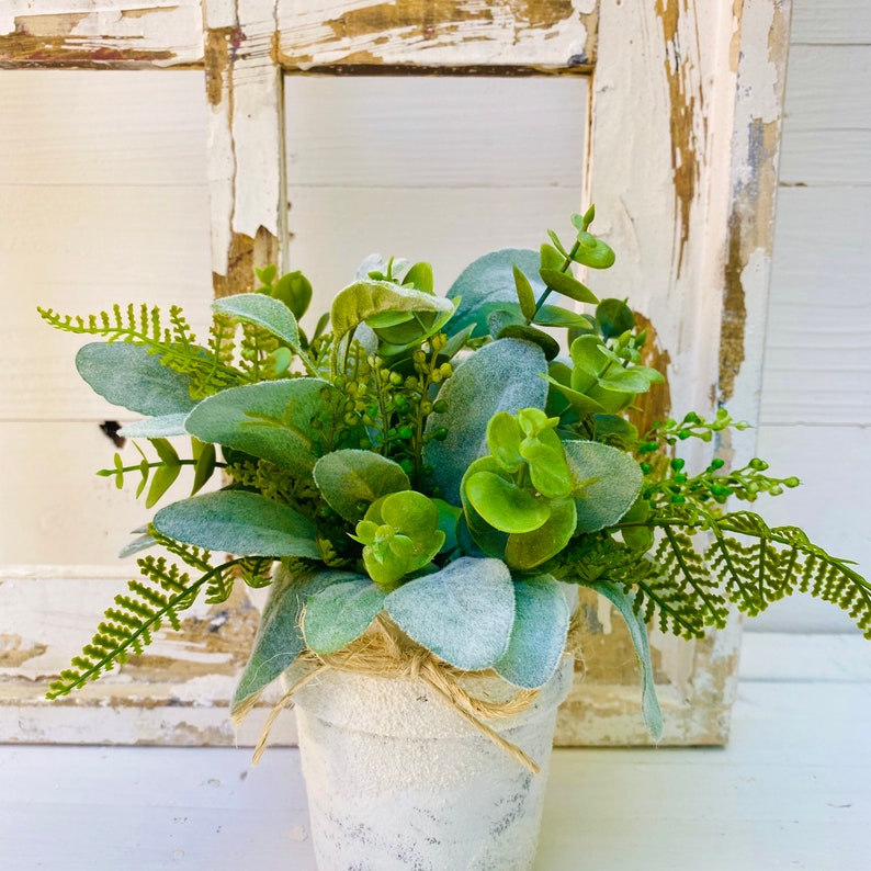 Lamb Ears Arrangement in a Clay PotGreenery Arrangement. Etsy
