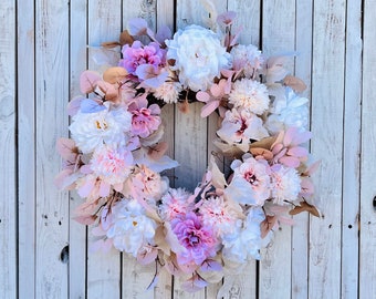 Blush Pink Peony Wreath Romantic Spring Floral Door Decor
