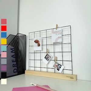 Soporte de madera, tablero de estado de ánimo, marco de fotos, tablero de notas de alambre, rejilla de metal, tablero de anuncios, organización de oficina, malla, espacio de trabajo, tablero de metal, panel