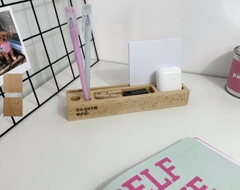 Desktop organizer for stationery and accessories, wooden pen holder, home office desk organization,  woodworking gift, office & desk storage