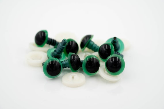 10 Sicherheitsaugen grün schwarze Pupille 8 mm 