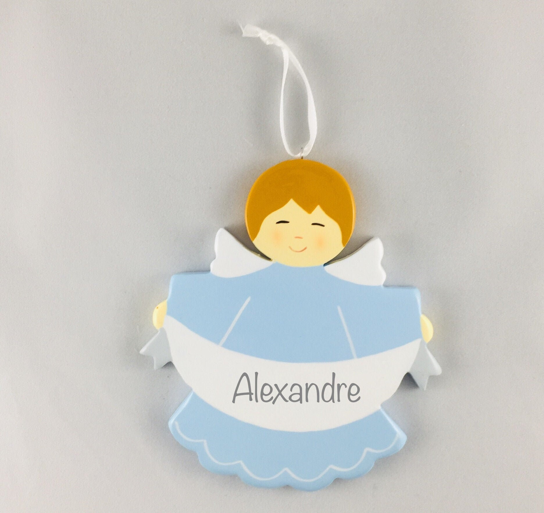 Ange Banderole en Bois à Personnaliser Bleu