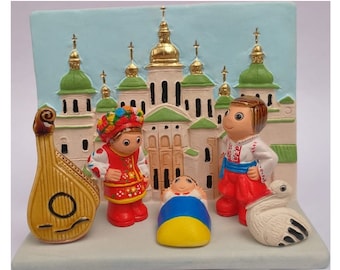 BLOCK ceramic Nativity scene 8x7cm - UKRAINE