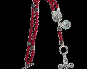 Combat Rosary Bracelet 4mm. 2 Medals + Booklet - Saint Michael