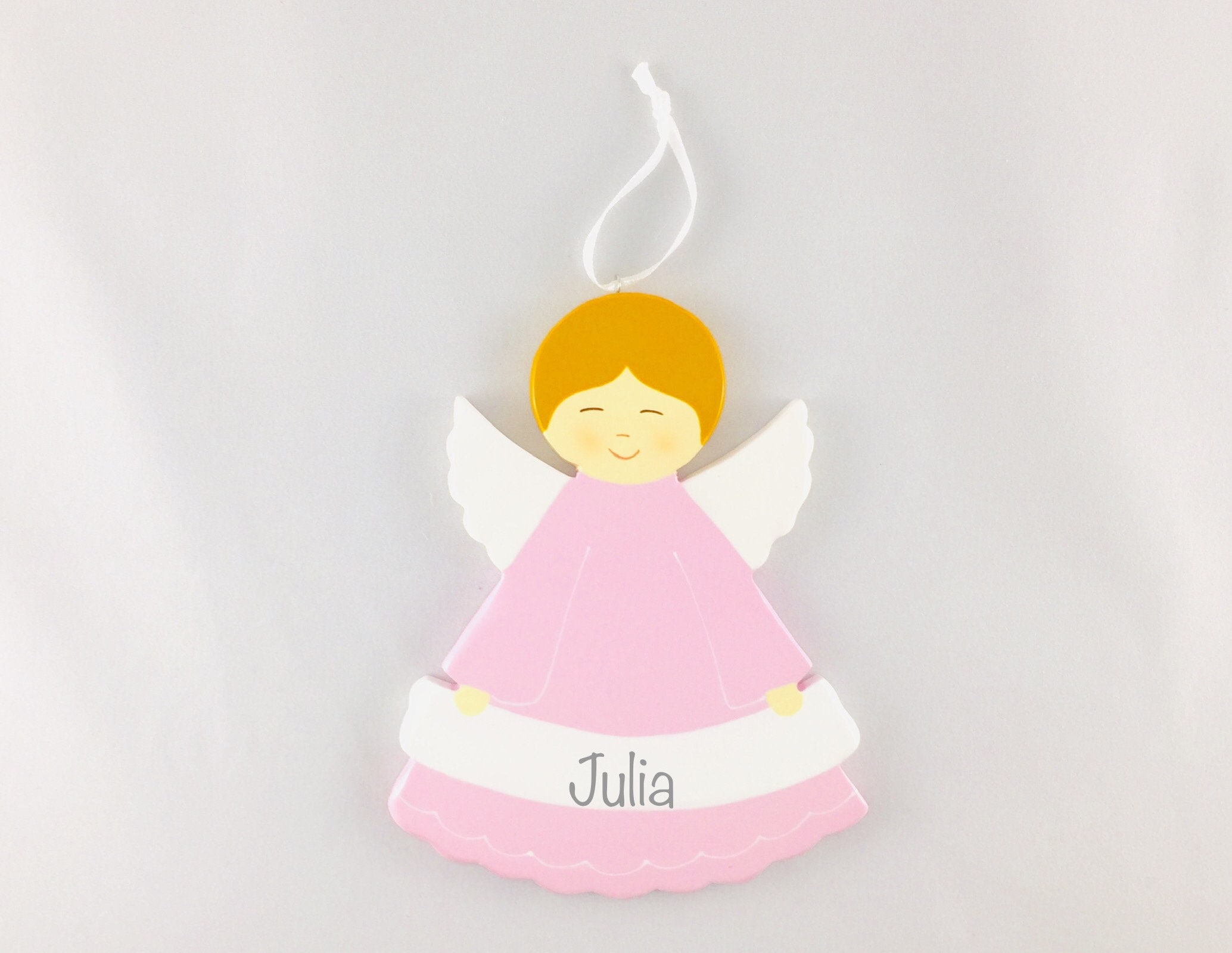 Ange Banderole en Bois à Personnaliser Rose