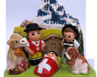 Presepe in ceramica BLOCK 8x7cm - SVIZZERA