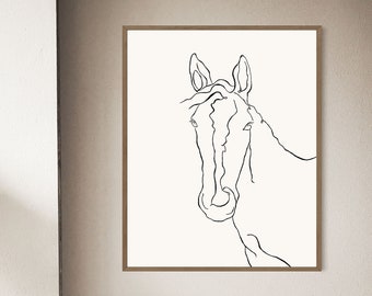 Horse Line Art | Minimalist Collage Print | Nursery Poster