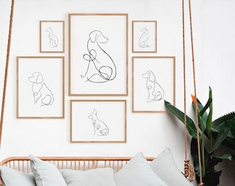 Personalised Dog Print Gift - Dog Line Drawing - Custom Pet Portrait