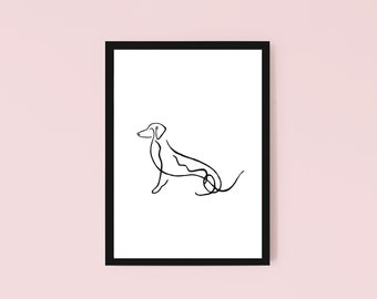 Personalised Dachshund Print, Minimalist Dachshund Line Art Print, Dachshund Pet Portrait, Dog Lover Gift, Dachshund Wall Art, Pet Memorial