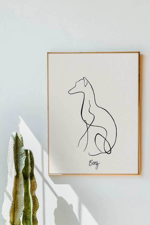 Italian Greyhound / Whippet Personalised Line Art Print