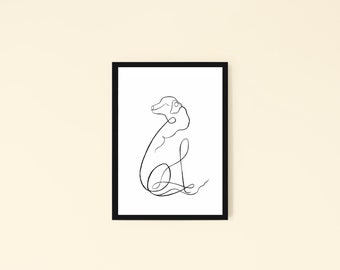 Personalized Golden Retriever Line Art Print, Dog Memorial Gift
